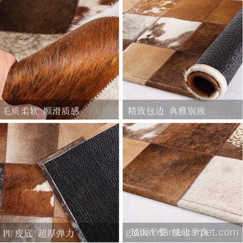 Luxury Rug Luxury patchwork cow hide leather carpet rugs Factory